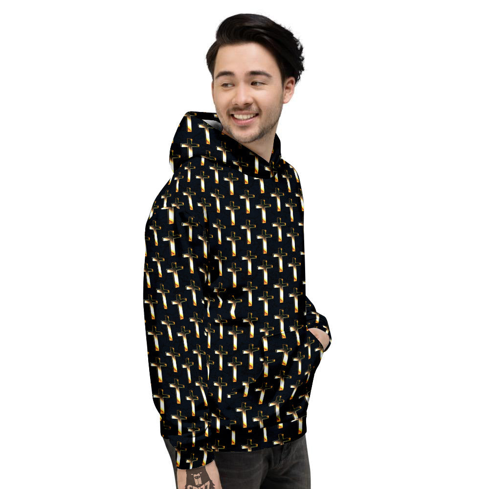 Christian Cross Print Pattern Men's Hoodie-grizzshop