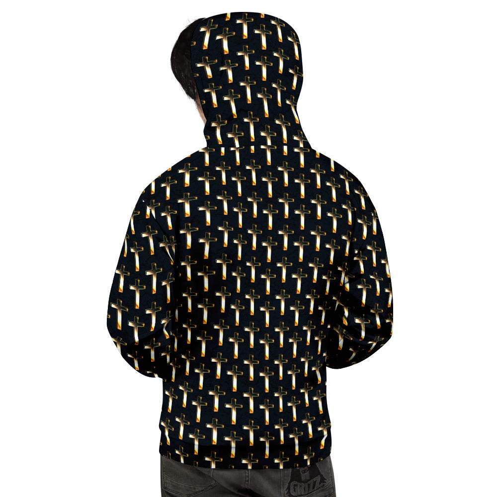 Christian Cross Print Pattern Men's Hoodie-grizzshop