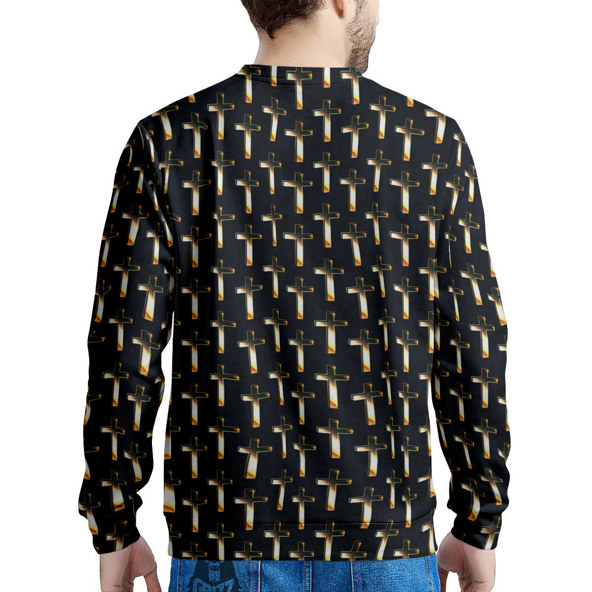 Christian Cross Print Pattern Men's Sweatshirt-grizzshop