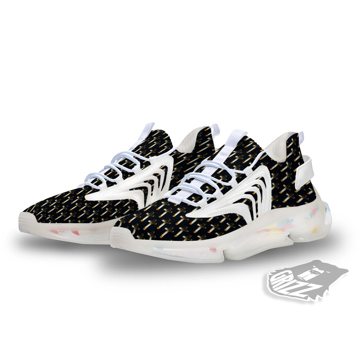 Christian Cross Print Pattern White Gym Shoes-grizzshop