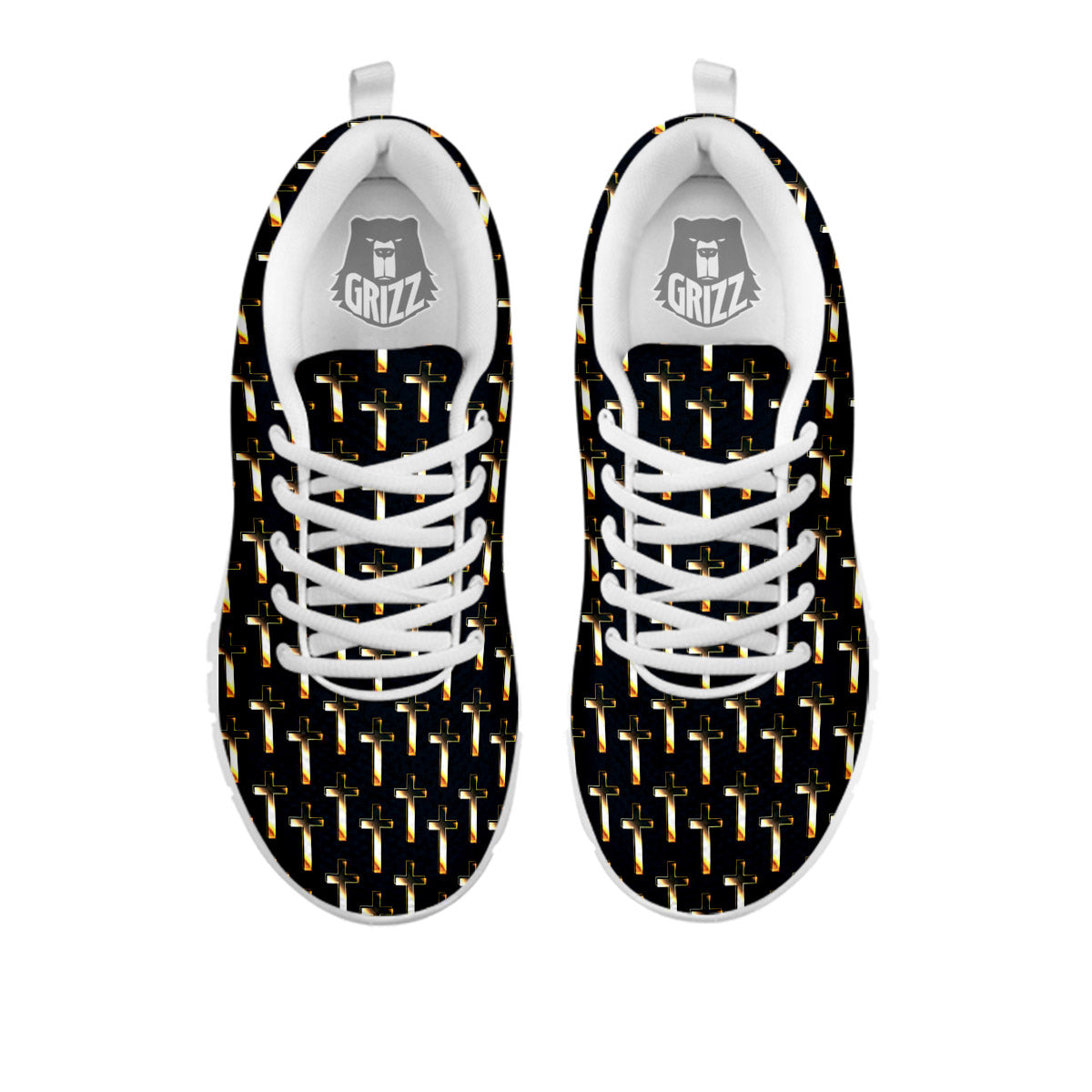 Christian Cross Print Pattern White Sneaker-grizzshop