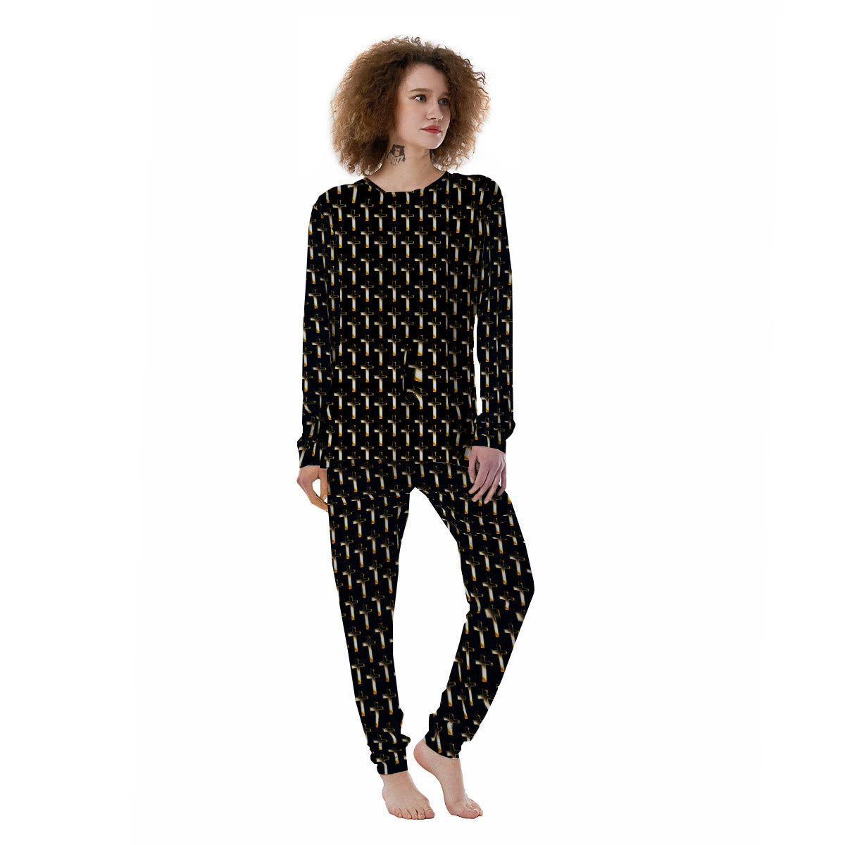 Christian Cross Print Pattern Women's Pajamas-grizzshop