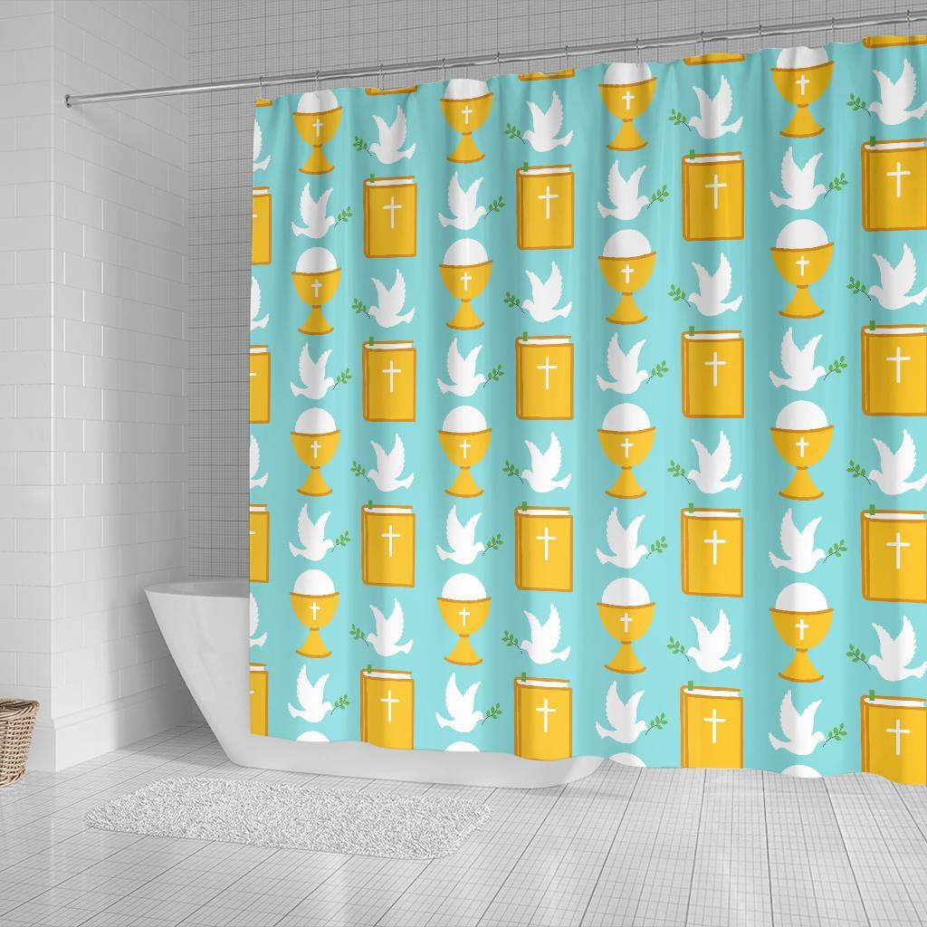 Christian Dove Pattern Print Bathroom Shower Curtain-grizzshop