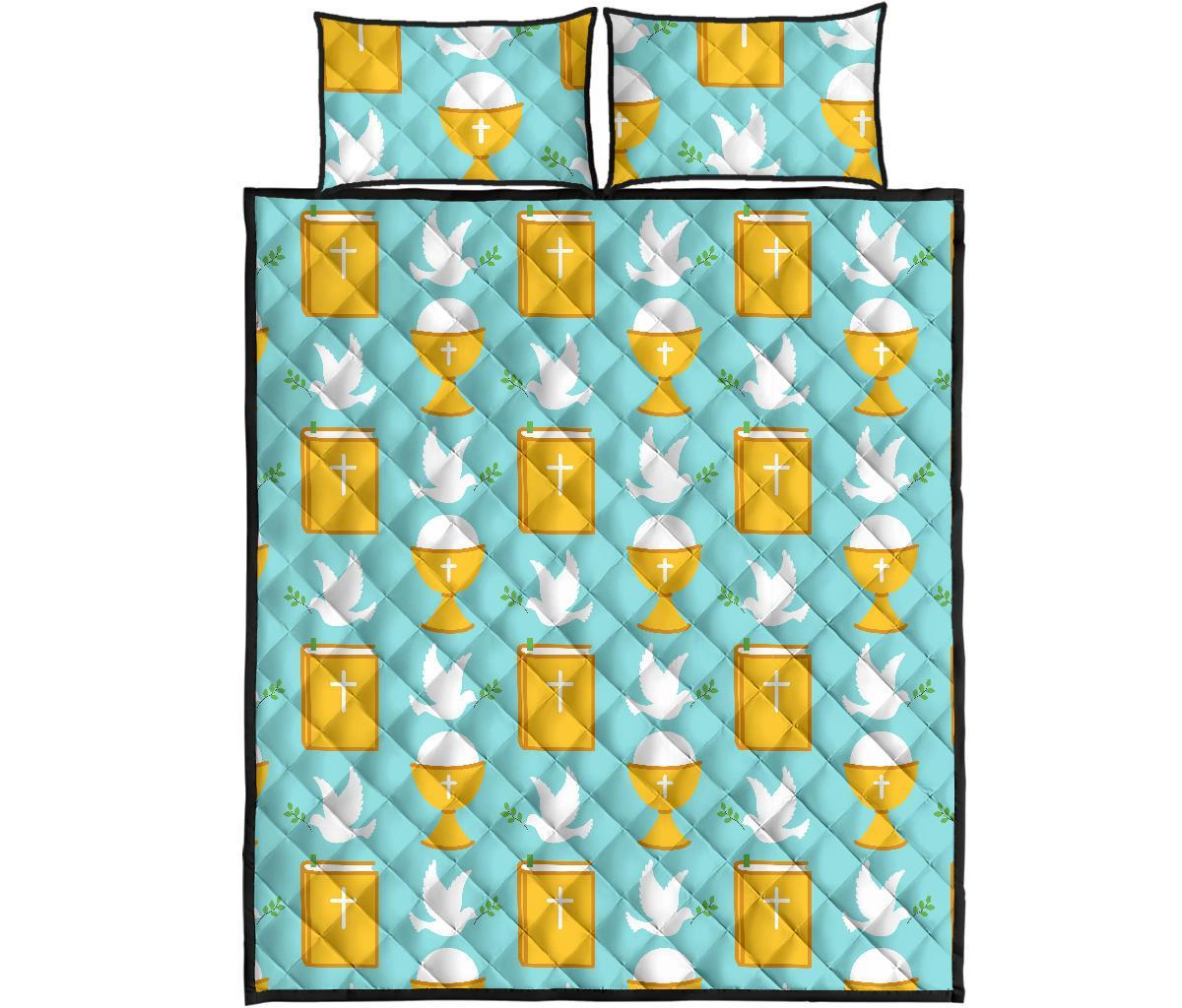 Christian Dove Pattern Print Bed Set Quilt-grizzshop