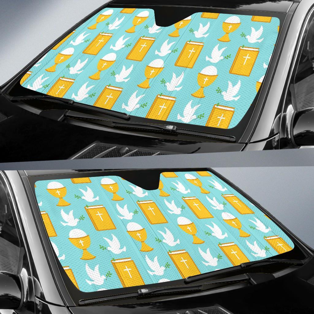 Christian Dove Pattern Print Car Sun Shade-grizzshop