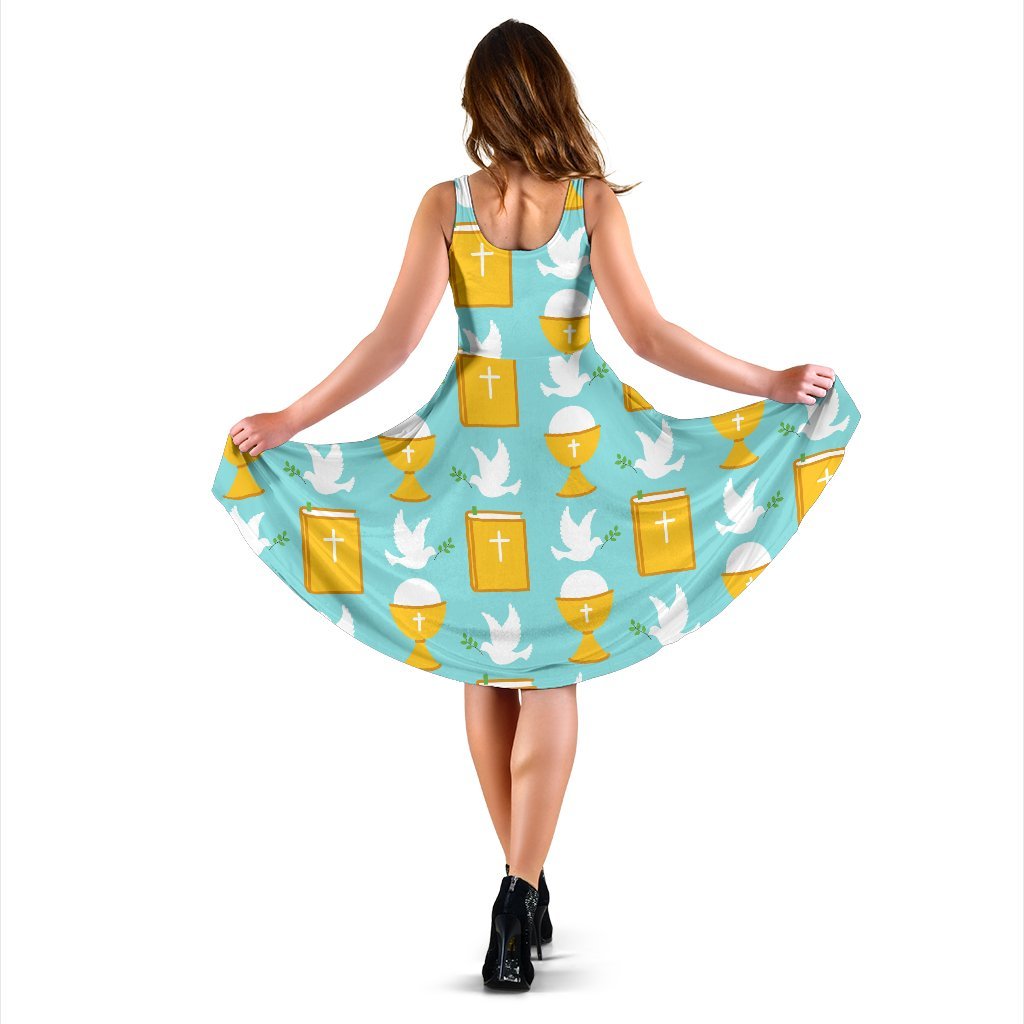 Christian Dove Pattern Print Dress-grizzshop