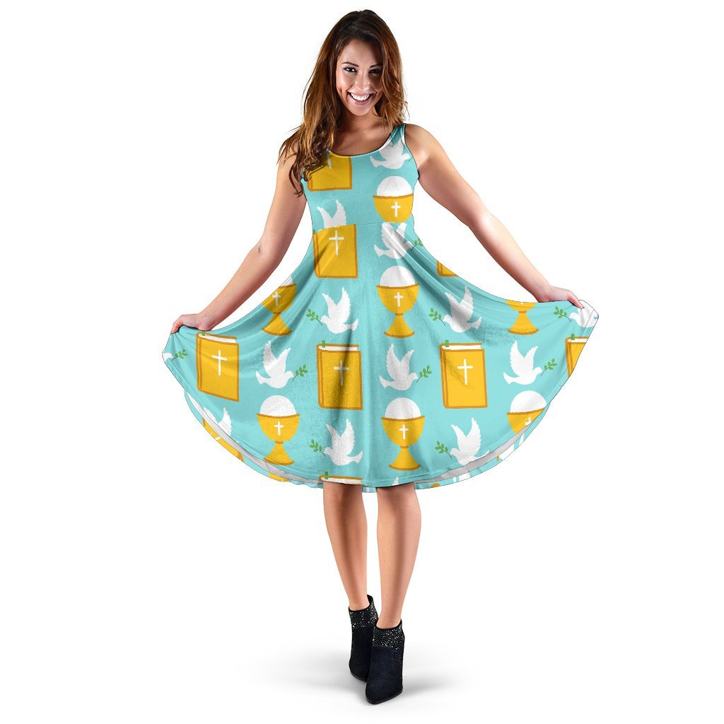 Christian Dove Pattern Print Dress-grizzshop