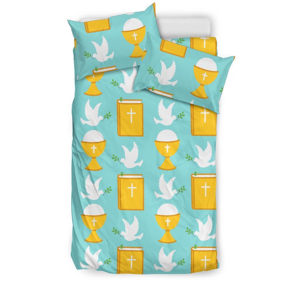 Christian Dove Pattern Print Duvet Cover Bedding Set-grizzshop