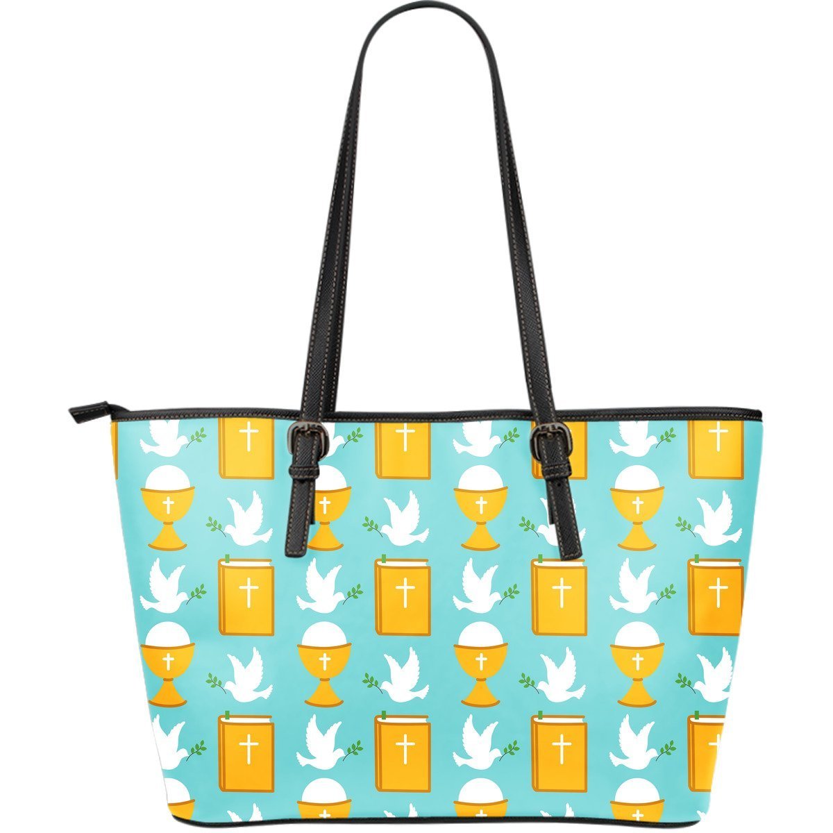 Christian Dove Pattern Print Leather Tote Bag-grizzshop