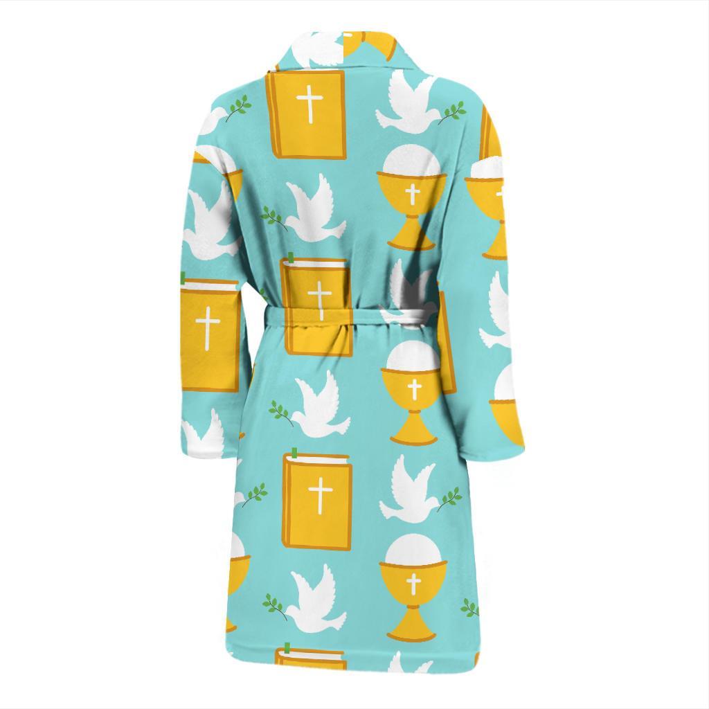 Christian Dove Pattern Print Men Long Robe-grizzshop