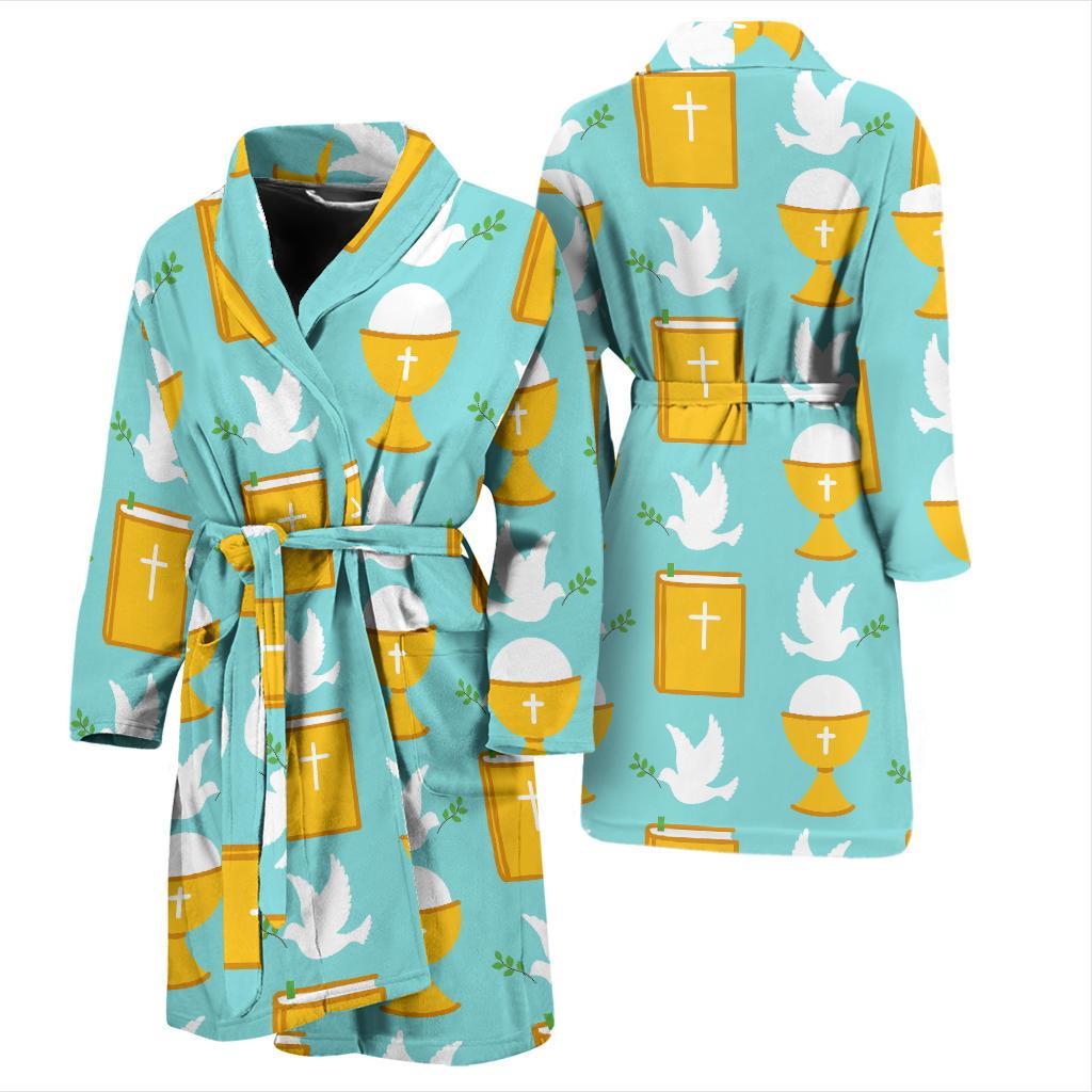 Christian Dove Pattern Print Men Long Robe-grizzshop