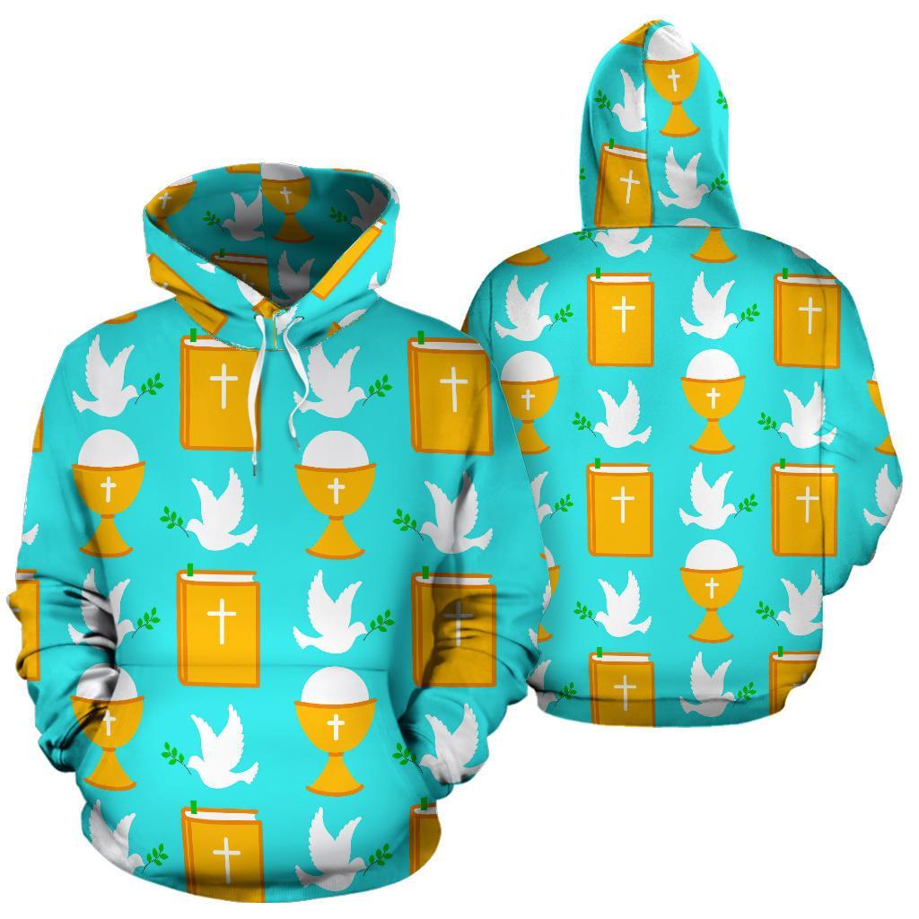 Christian Dove Pattern Print Men Women Pullover Hoodie-grizzshop