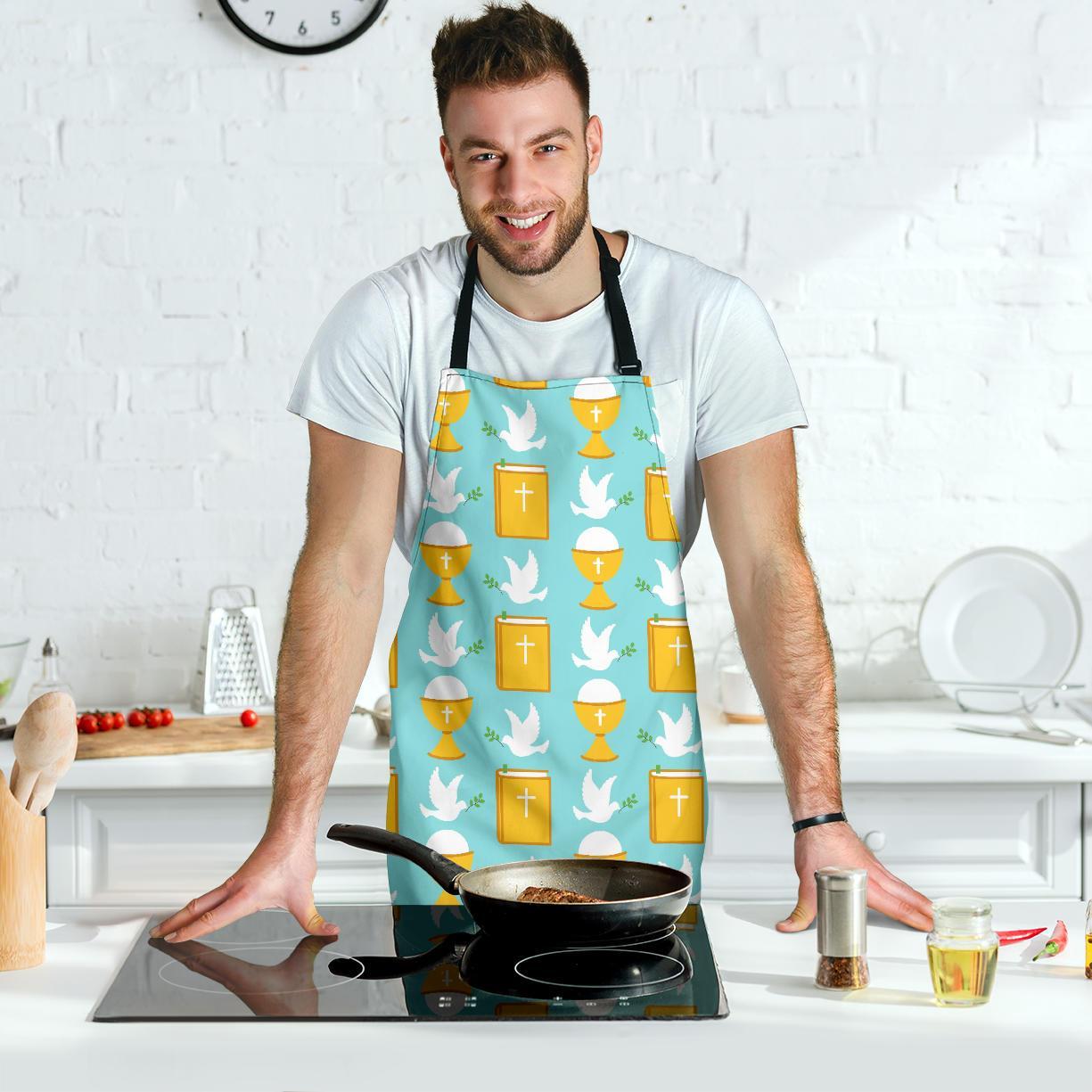 Christian Dove Pattern Print Men's Apron-grizzshop