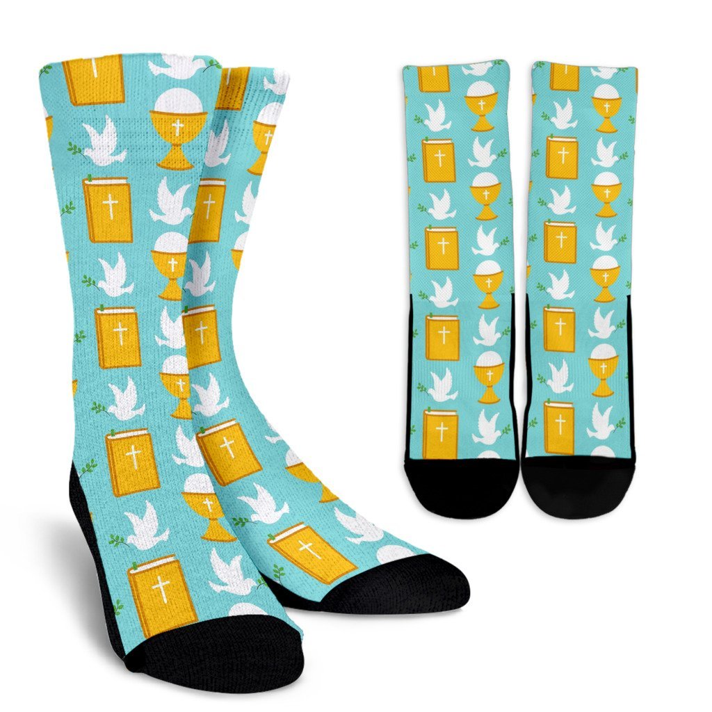 Christian Dove Pattern Print Unisex Crew Socks-grizzshop