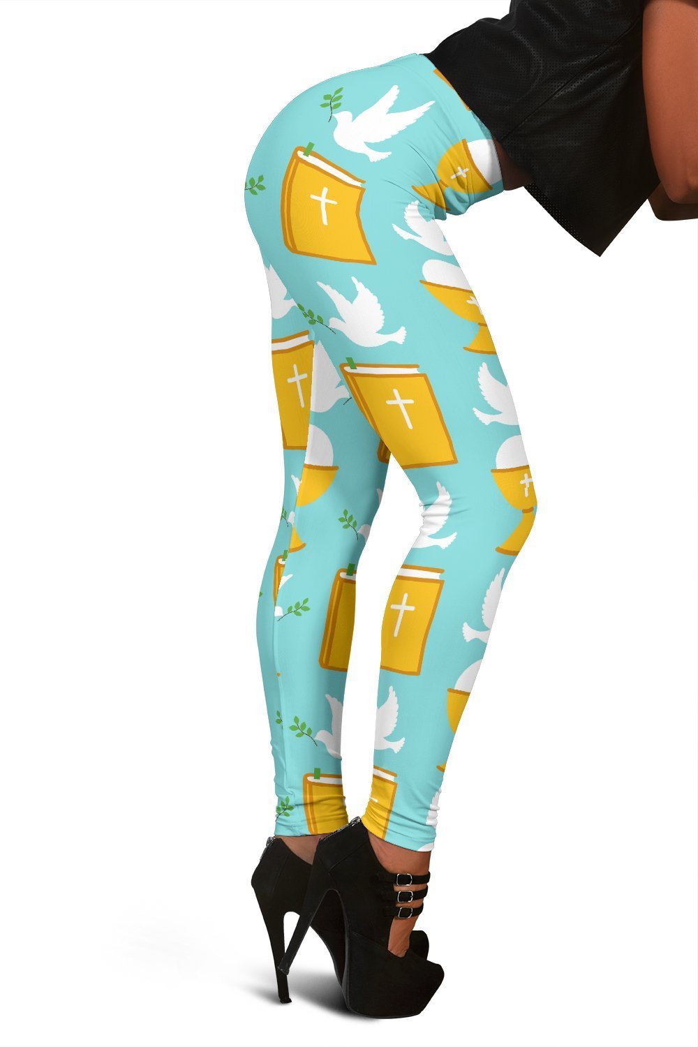 Christian Dove Pattern Print Women Leggings-grizzshop