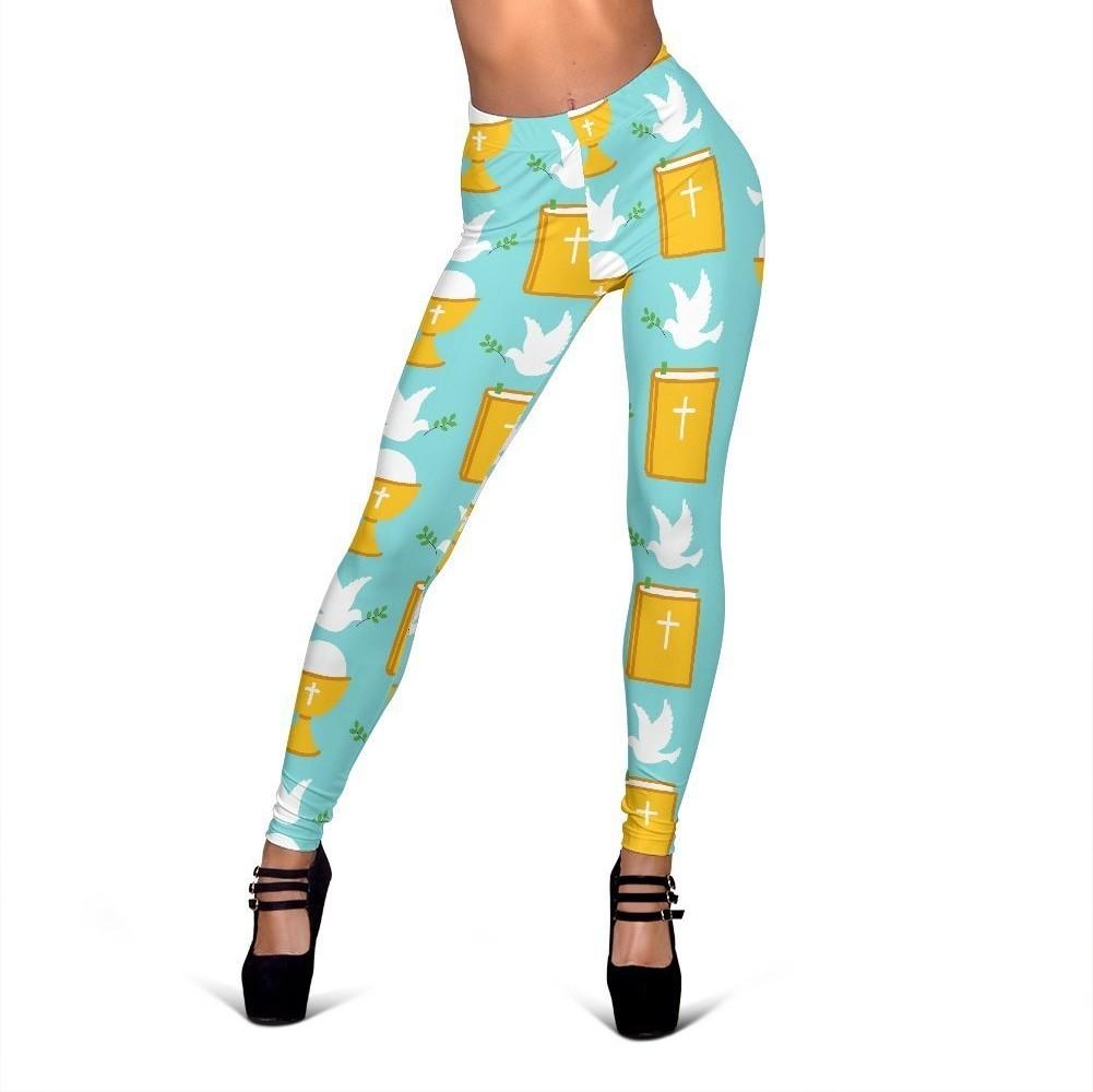Christian Dove Pattern Print Women Leggings-grizzshop