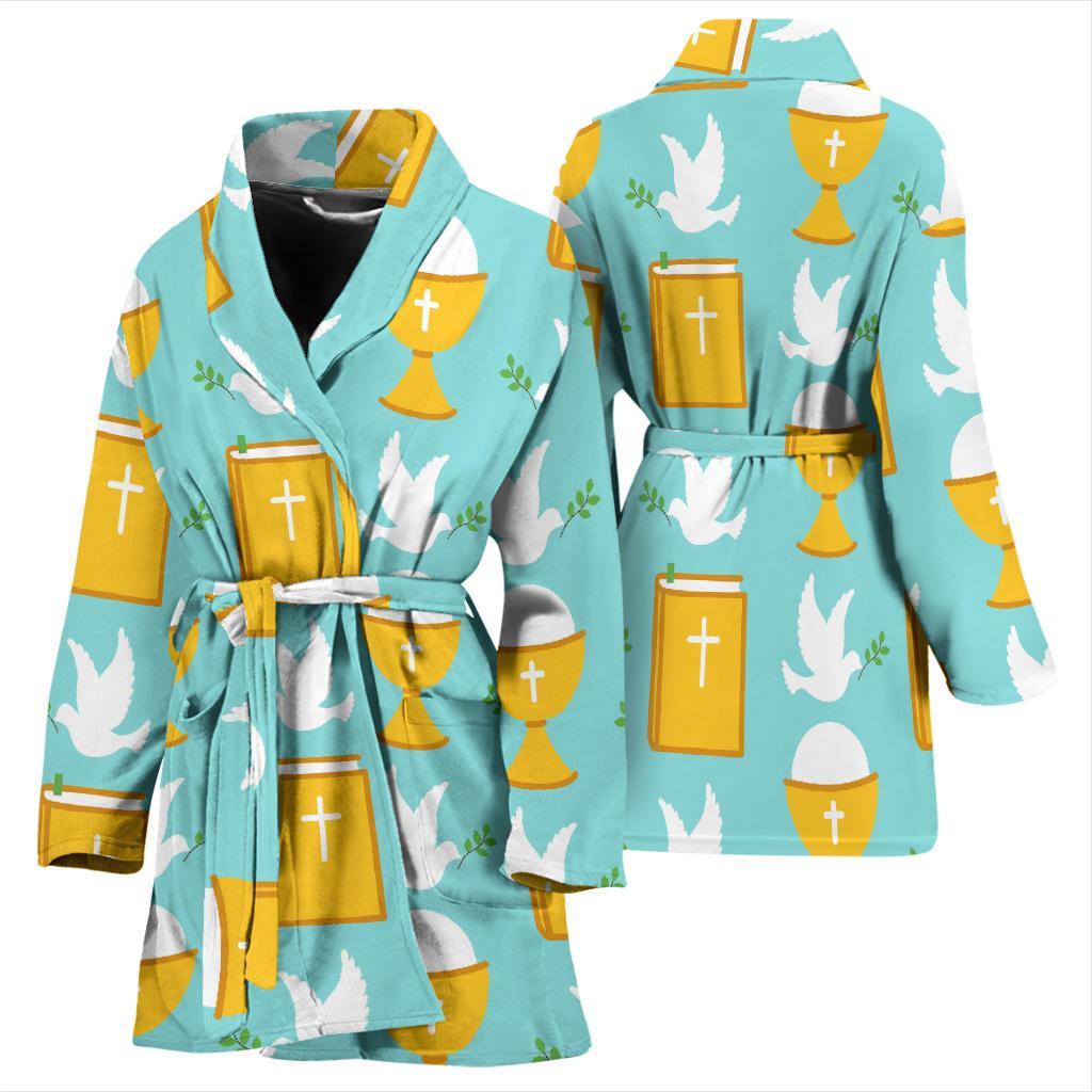 Christian Dove Pattern Print Women Long Robe-grizzshop
