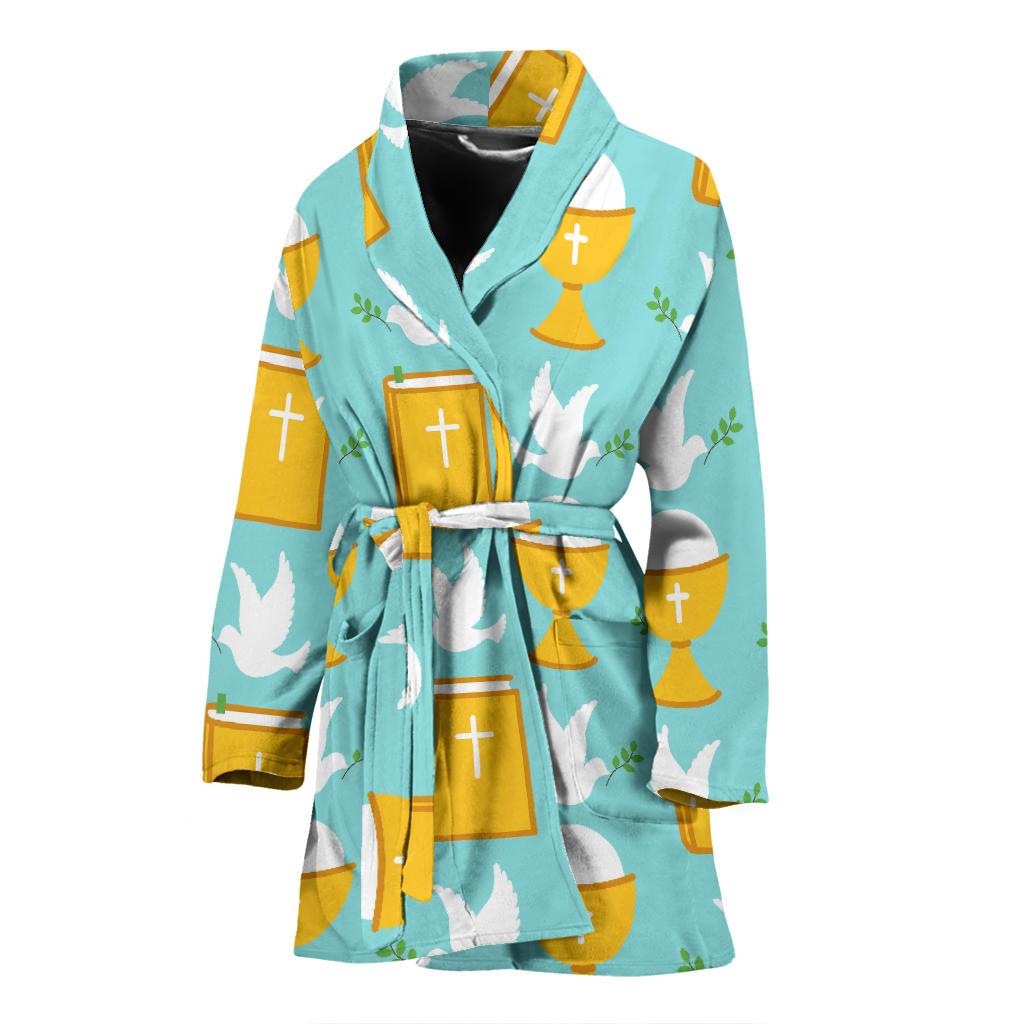 Christian Dove Pattern Print Women Long Robe-grizzshop