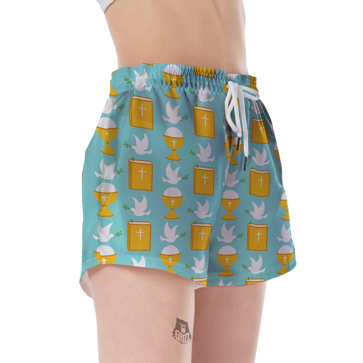 Christian Dove Pattern Print Women's Shorts-grizzshop