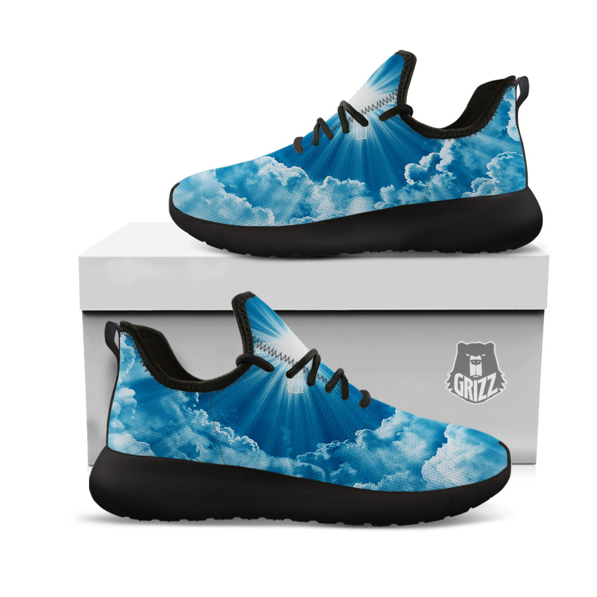 Christian Holy Cross Shiny Print Black Athletic Shoes-grizzshop