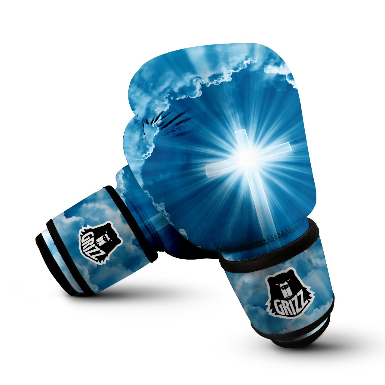 Christian Holy Cross Shiny Print Boxing Gloves-grizzshop