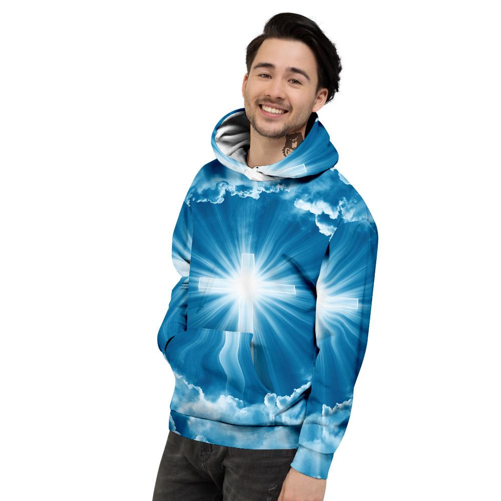 Christian Holy Cross Shiny Print Men's Hoodie-grizzshop