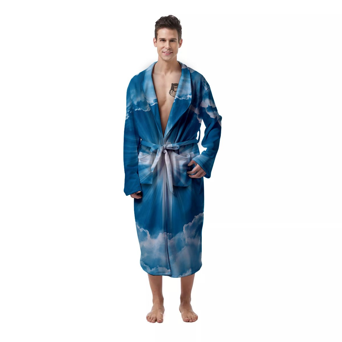 Christian Holy Cross Shiny Print Men's Robe-grizzshop