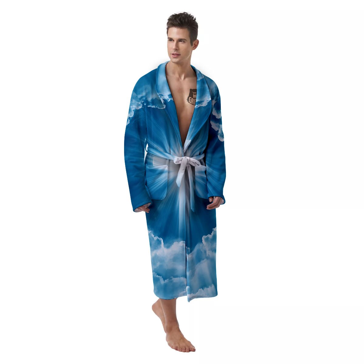 Christian Holy Cross Shiny Print Men's Robe-grizzshop