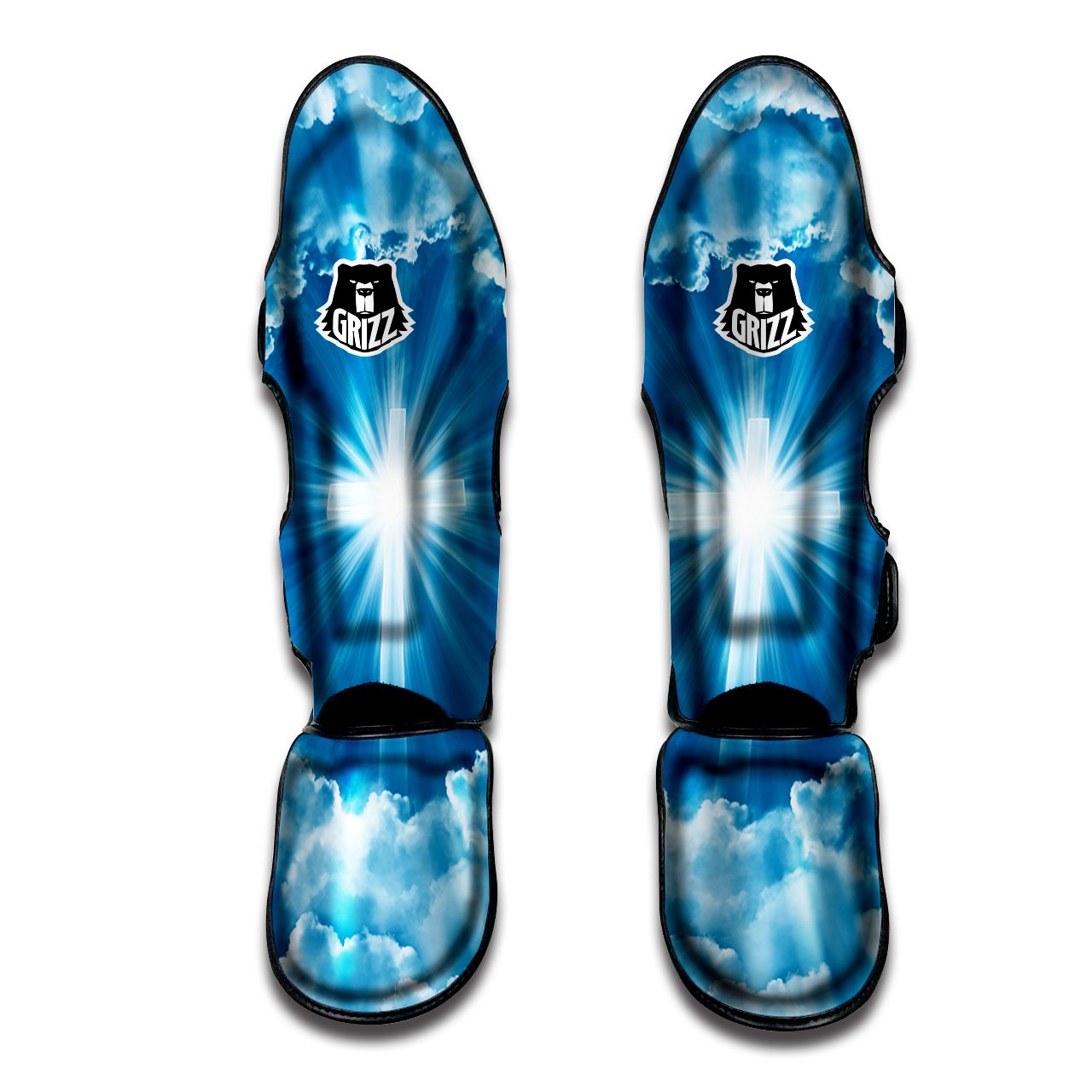 Christian Holy Cross Shiny Print Muay Thai Shin Guards-grizzshop