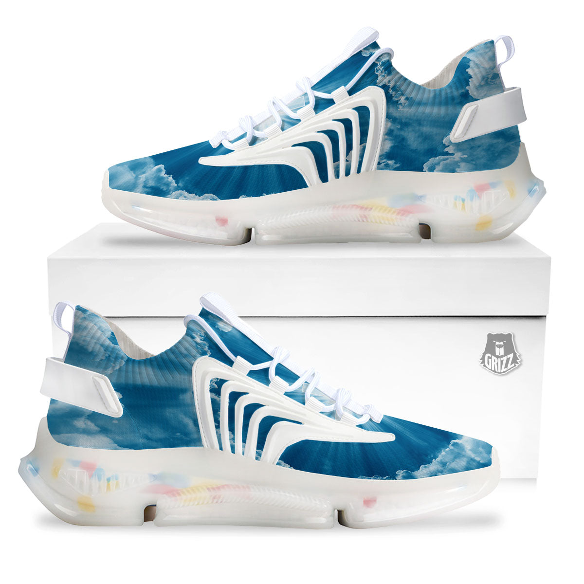 Christian Holy Cross Shiny Print White Gym Shoes-grizzshop