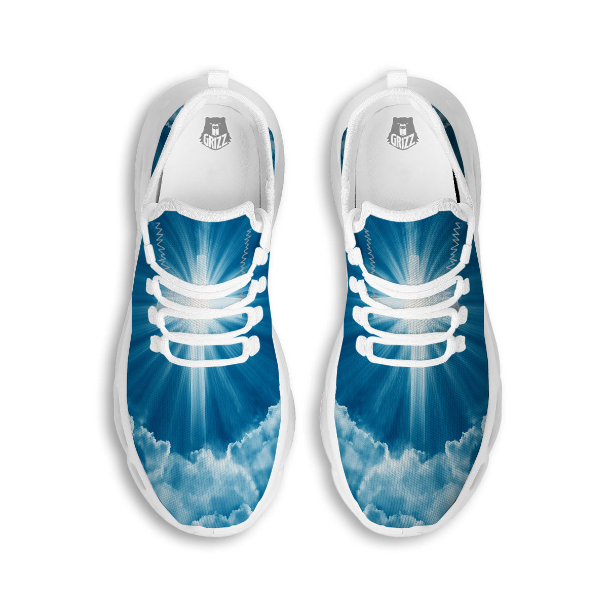 Christian Holy Cross Shiny Print White Running Shoes-grizzshop