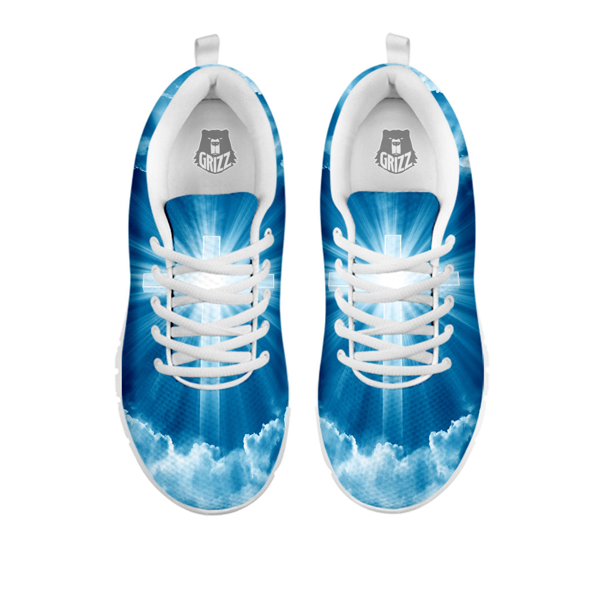 Christian Holy Cross Shiny Print White Sneaker-grizzshop