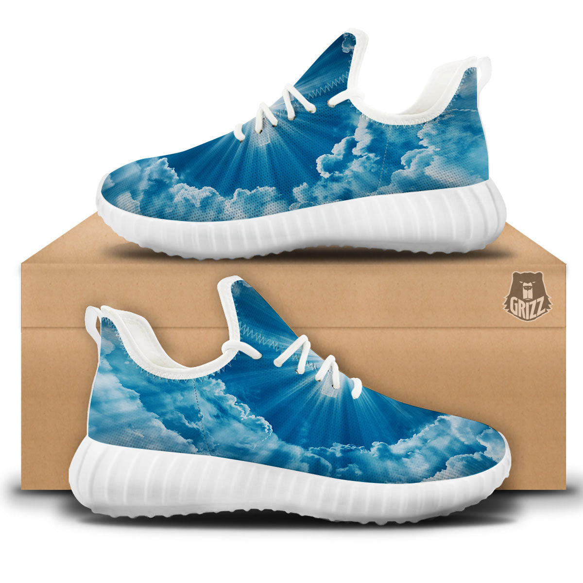 Christian Holy Cross Shiny Print White Walking Shoes-grizzshop