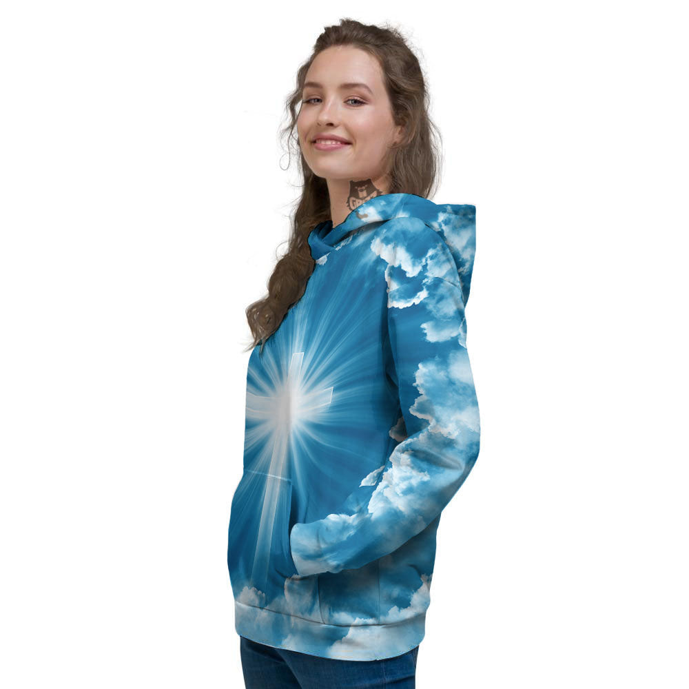 Christian Holy Cross Shiny Print Women's Hoodie-grizzshop