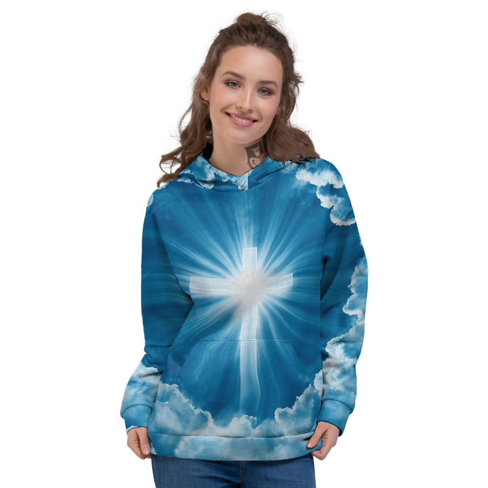 Christian Holy Cross Shiny Print Women's Hoodie-grizzshop