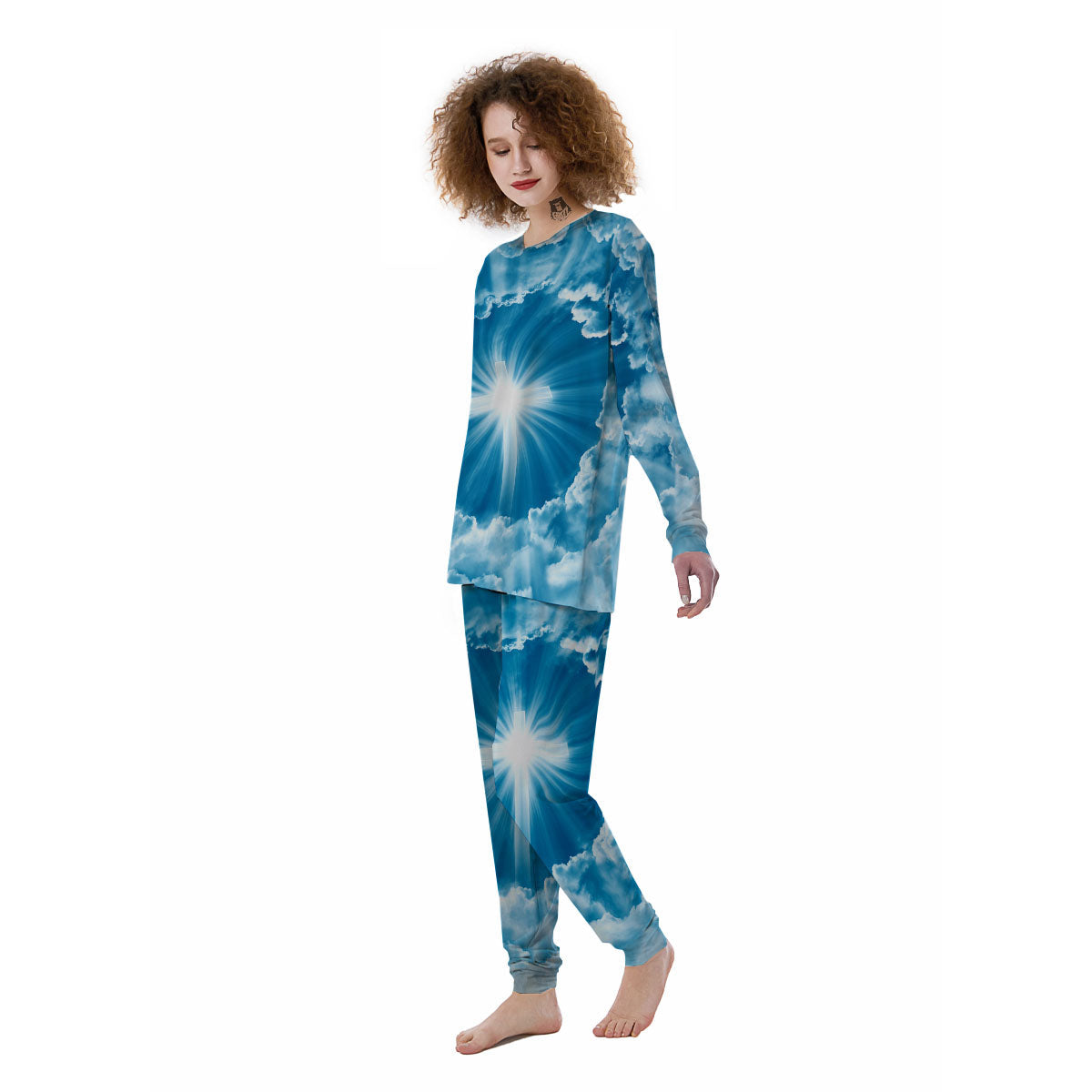 Christian Holy Cross Shiny Print Women's Pajamas-grizzshop