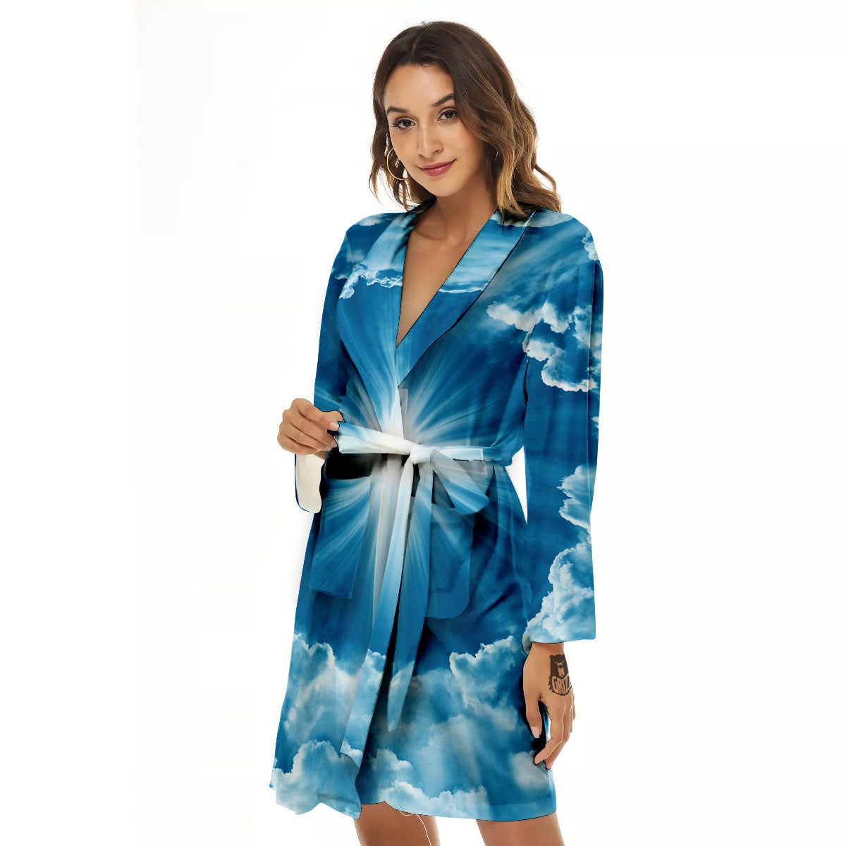 Christian Holy Cross Shiny Print Women's Robe-grizzshop