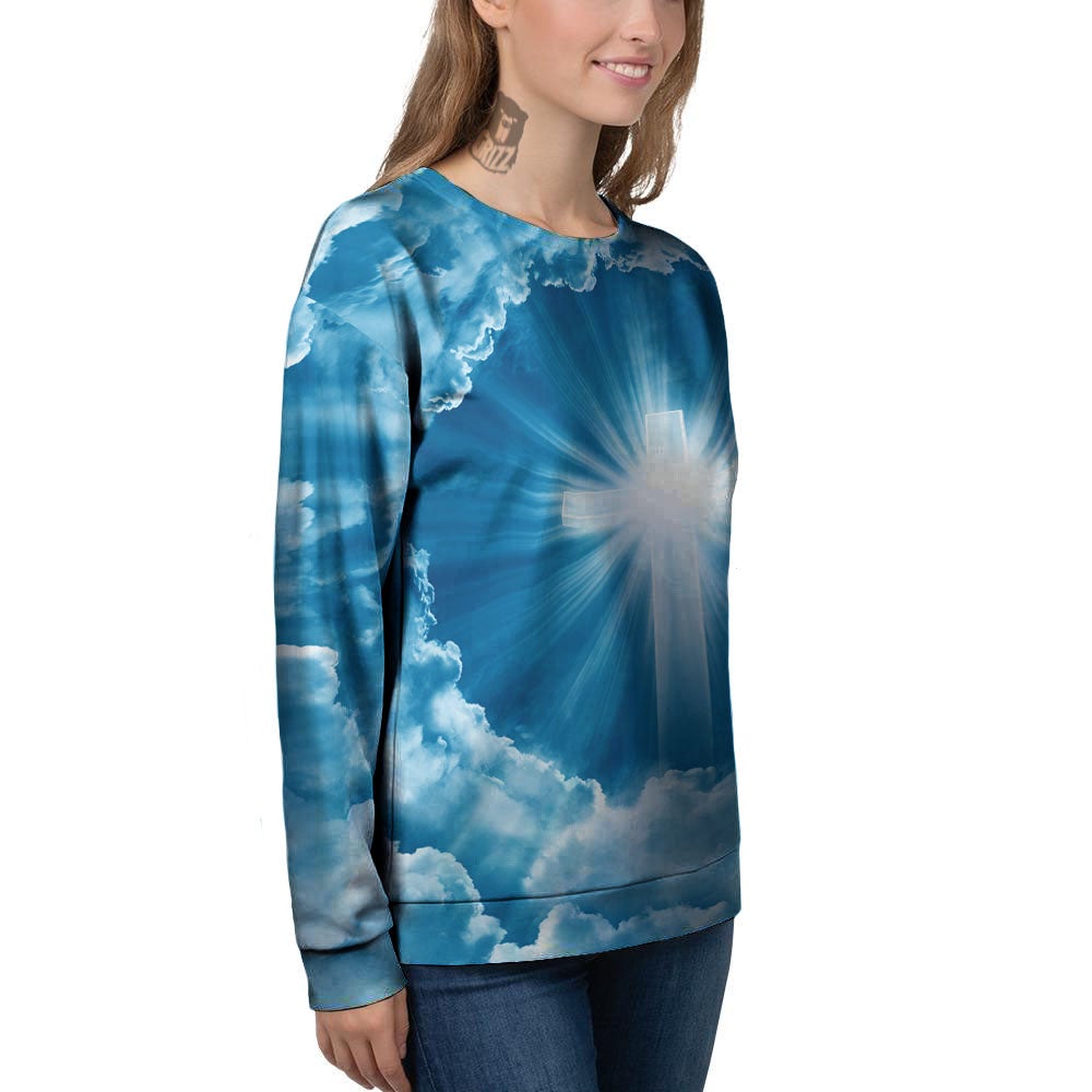 Christian Holy Cross Shiny Print Women's Sweatshirt-grizzshop