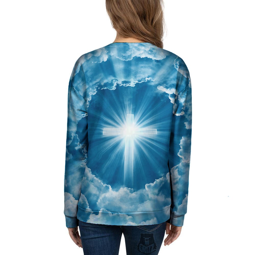 Christian Holy Cross Shiny Print Women's Sweatshirt-grizzshop