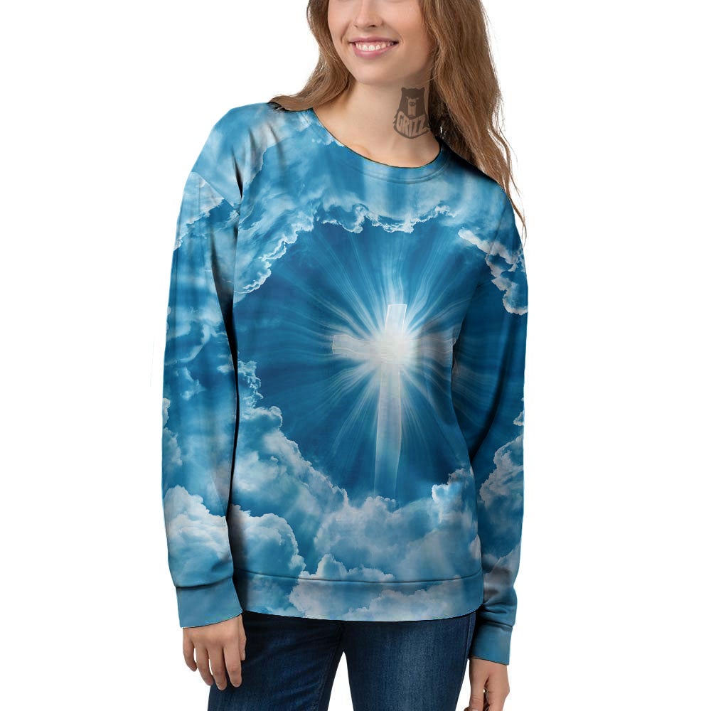 Christian Holy Cross Shiny Print Women's Sweatshirt-grizzshop