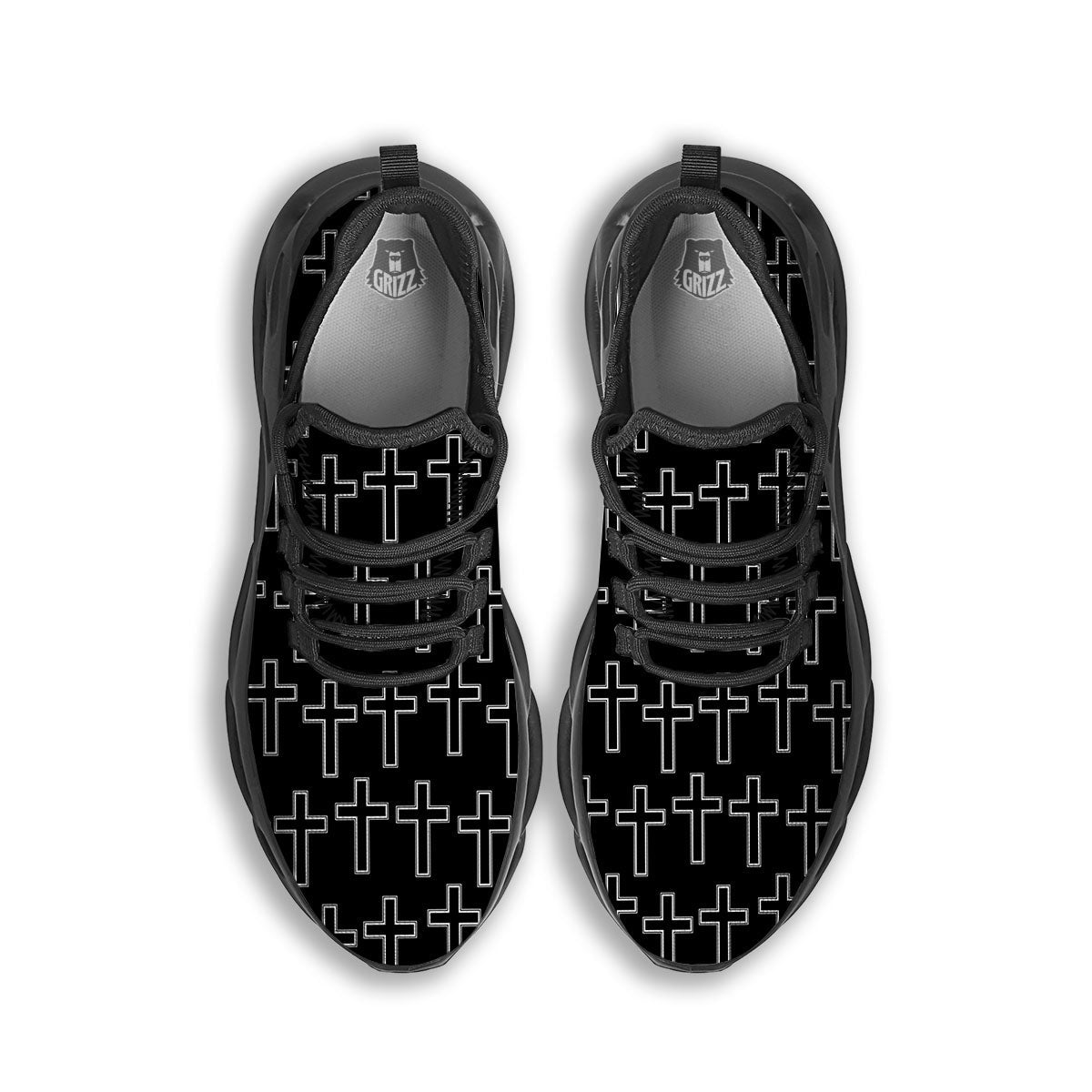 Christian Orthodox Print Pattern Black Running Shoes-grizzshop