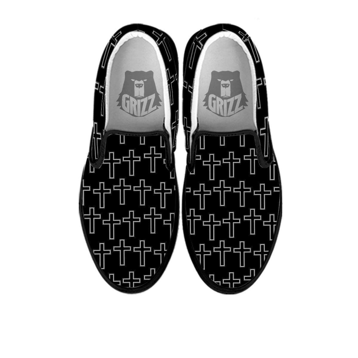 Christian Orthodox Print Pattern Black Slip On Shoes-grizzshop