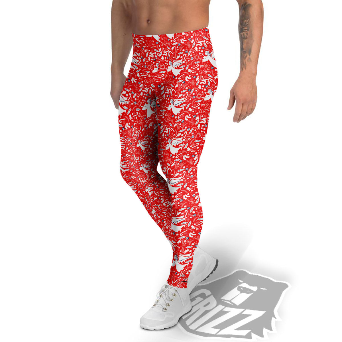 Christmas Angel Print Pattern Men's Leggings-grizzshop
