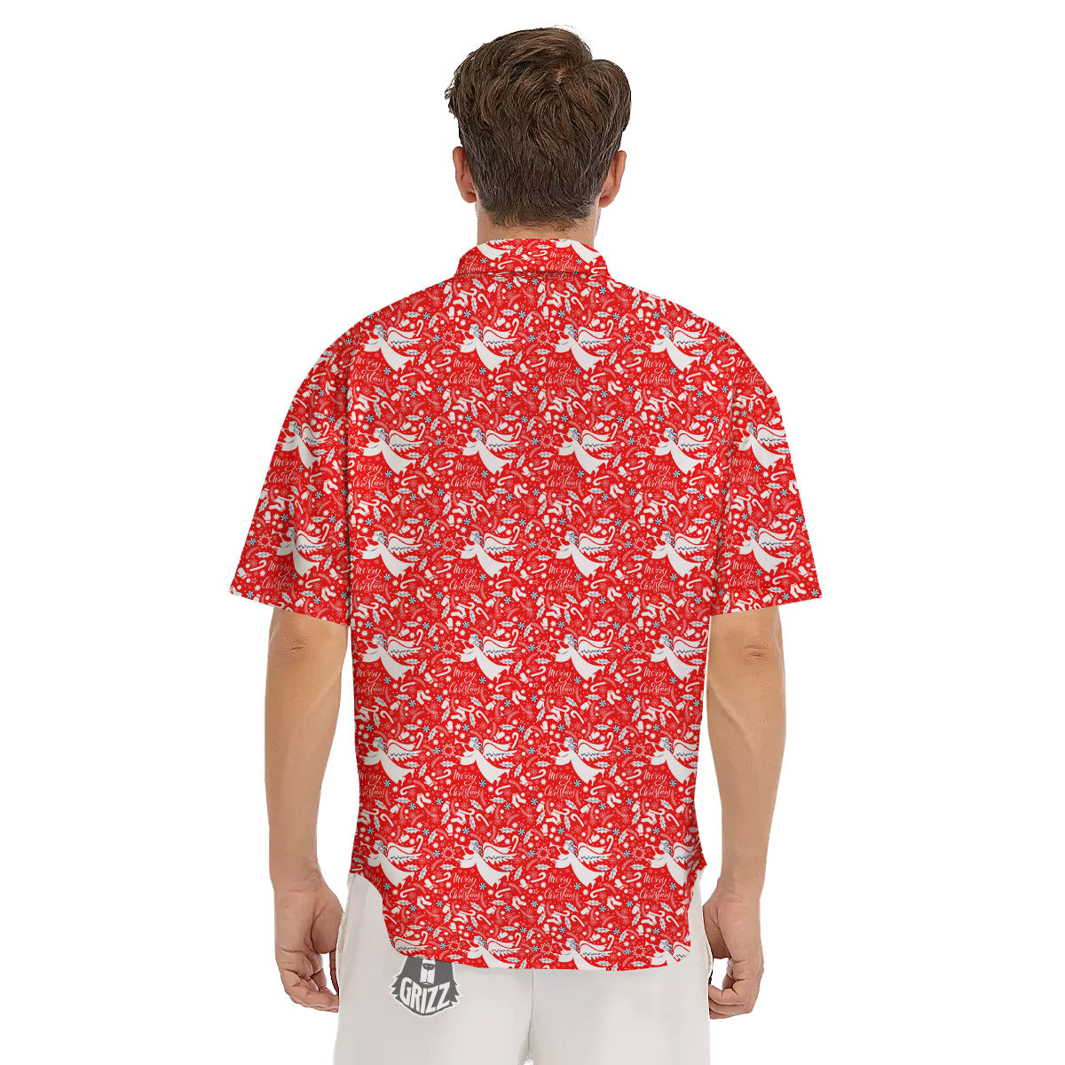 Christmas Angel Print Pattern Men's Short Sleeve Shirts-grizzshop