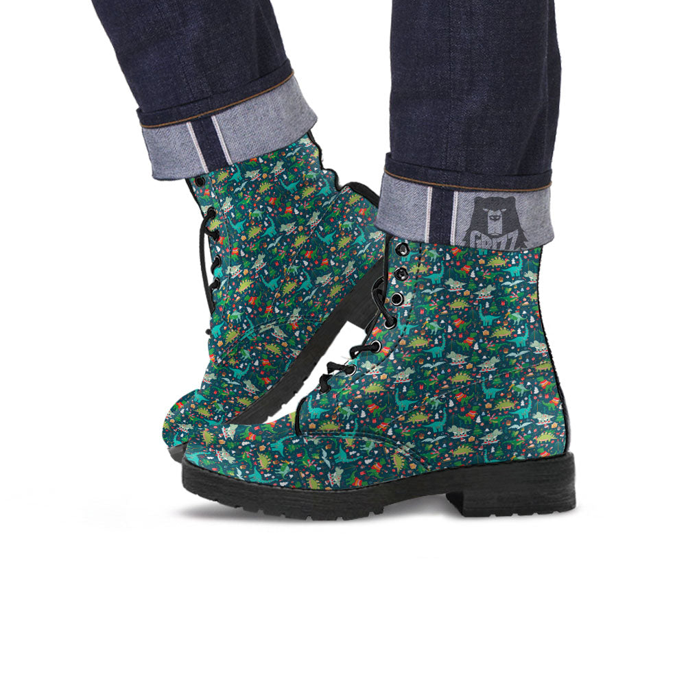 Christmas Animals Fun Print Pattern Leather Boots-grizzshop