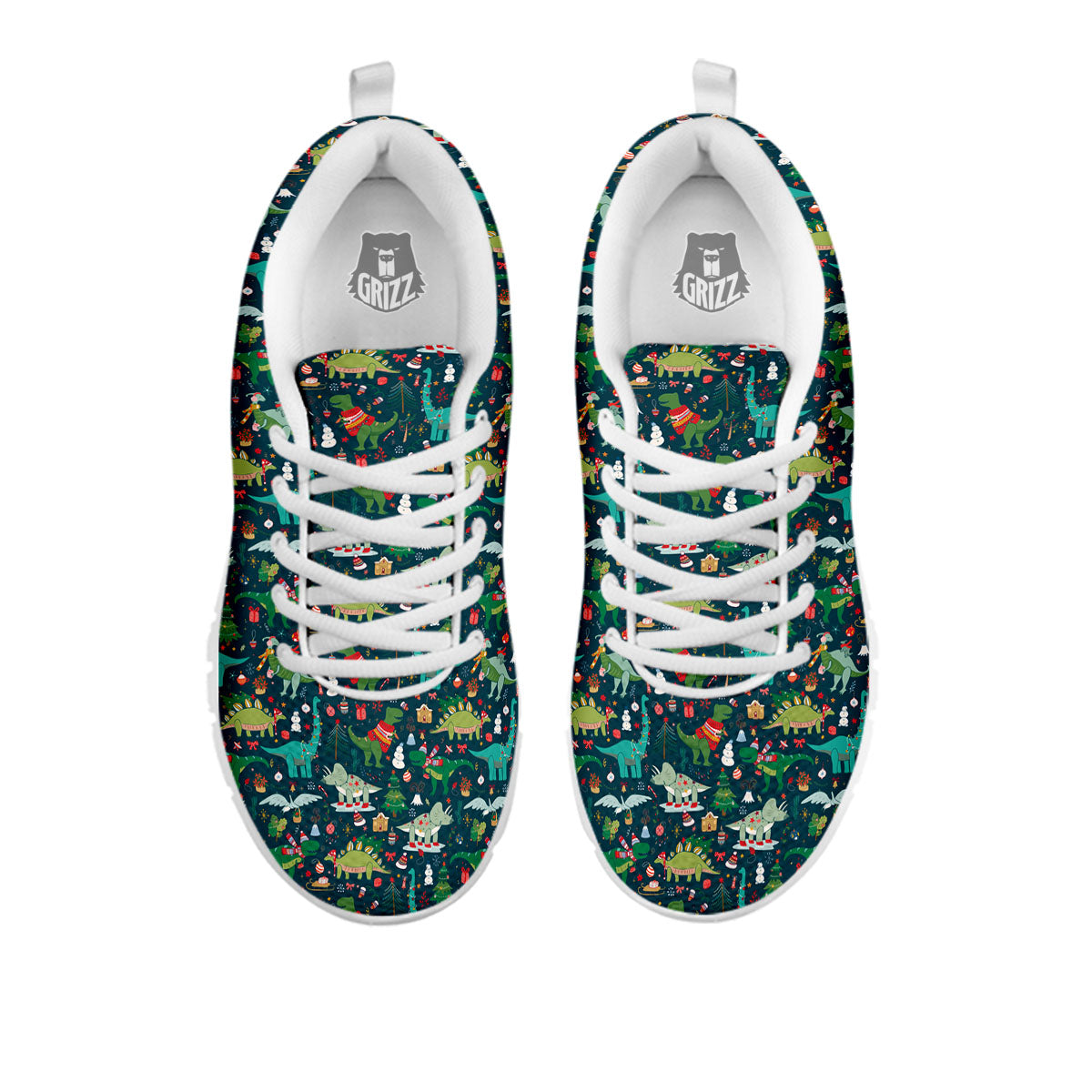 Christmas Animals Fun Print Pattern White Sneaker-grizzshop