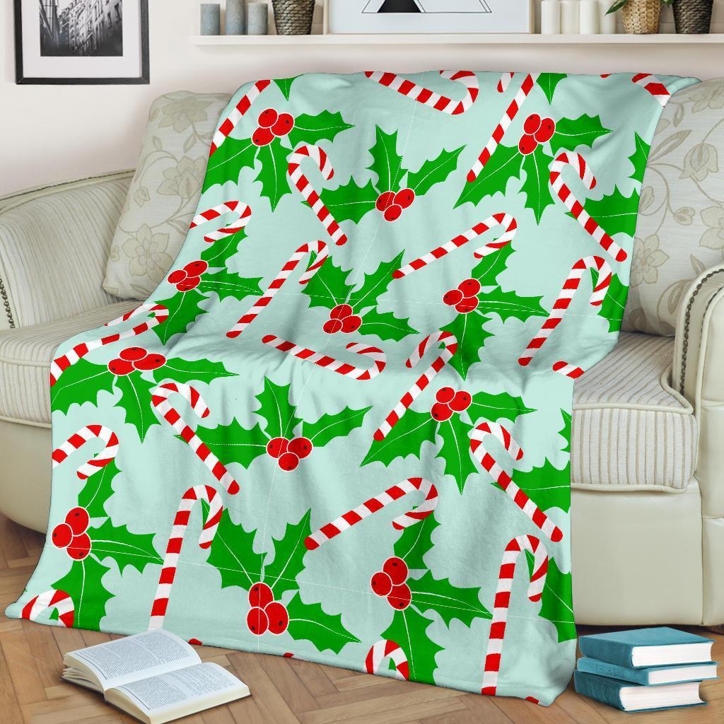 Christmas Candy Cane Pattern Print Blanket-grizzshop