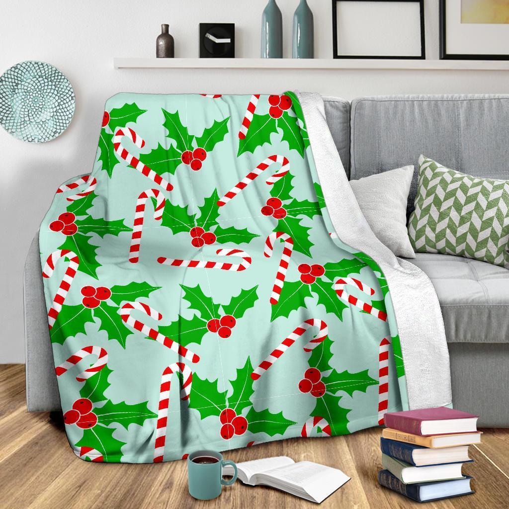 Christmas Candy Cane Pattern Print Blanket-grizzshop