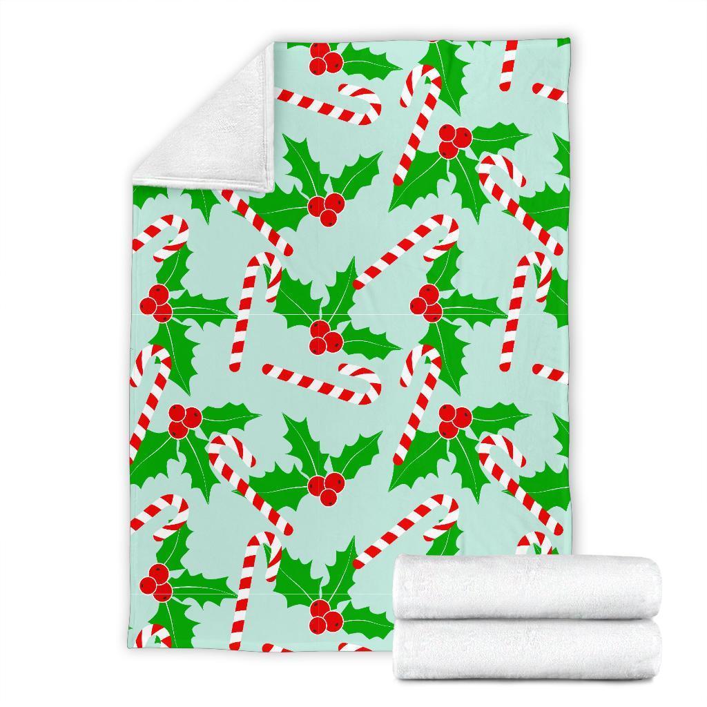 Christmas Candy Cane Pattern Print Blanket-grizzshop