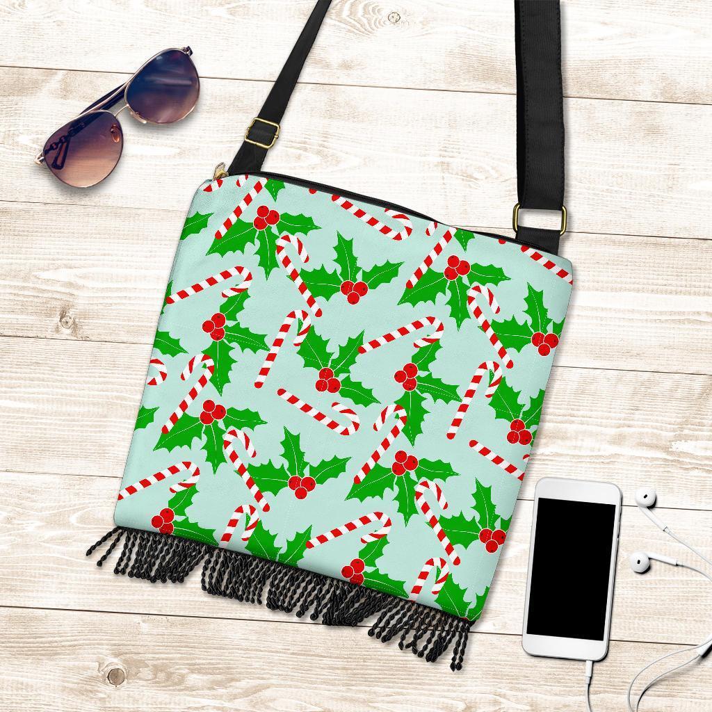 Christmas Candy Cane Pattern Print Crossbody bags-grizzshop